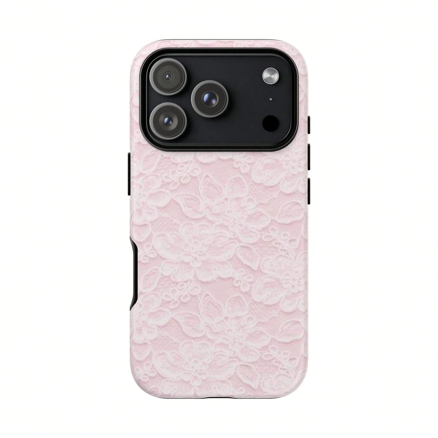 Pink Lace Fashion Shockproof Floral Blush 2-In-1 Phone Case Compatible With IPhone 17/16/15/14/13/12/11 Pro Max Birthday Gift Anniversary Party