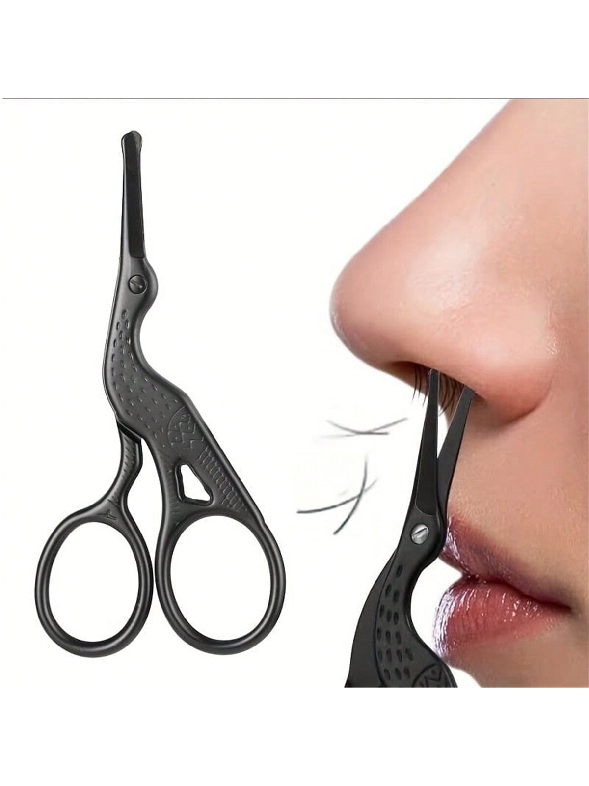 Round Tip Stainless Steel Nose Hair Scissors, 1pc Crane-Shape Beauty Scissors For Eyebrow, Nose, Beard, Ear Hair, Stainless Steel Eyebrow Scissors, Unisex Professional Facial Hair Scissors