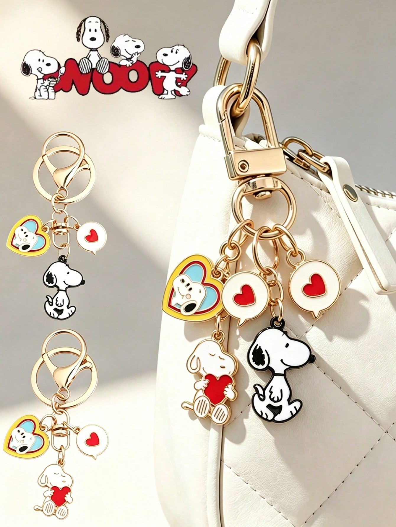 SNOOPY 12/8/4/2/1pcs Cute Cartoon Snoopy Alloy Keychain, Student Couple Gift, Bag Charm, Key Ring, Backpack Pendant