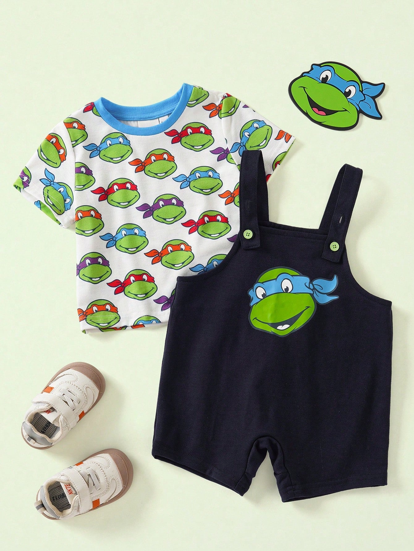 TEENAGE MUTANT NINJA TURTLES| Baby Boy Round Neck Short Sleeve T-Shirt And Overalls Shorts Set Teen MUTANT TURTLES
