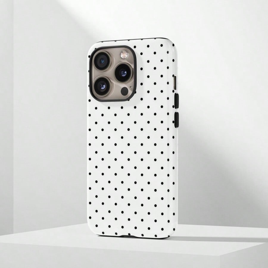 VESPOP Pink Base Black Polka Dot Phone Case, Cute Y2K Style. Compatible With IPhone 17, 16, 15, 14, 13, 12, 11 Pro Max Plus Models