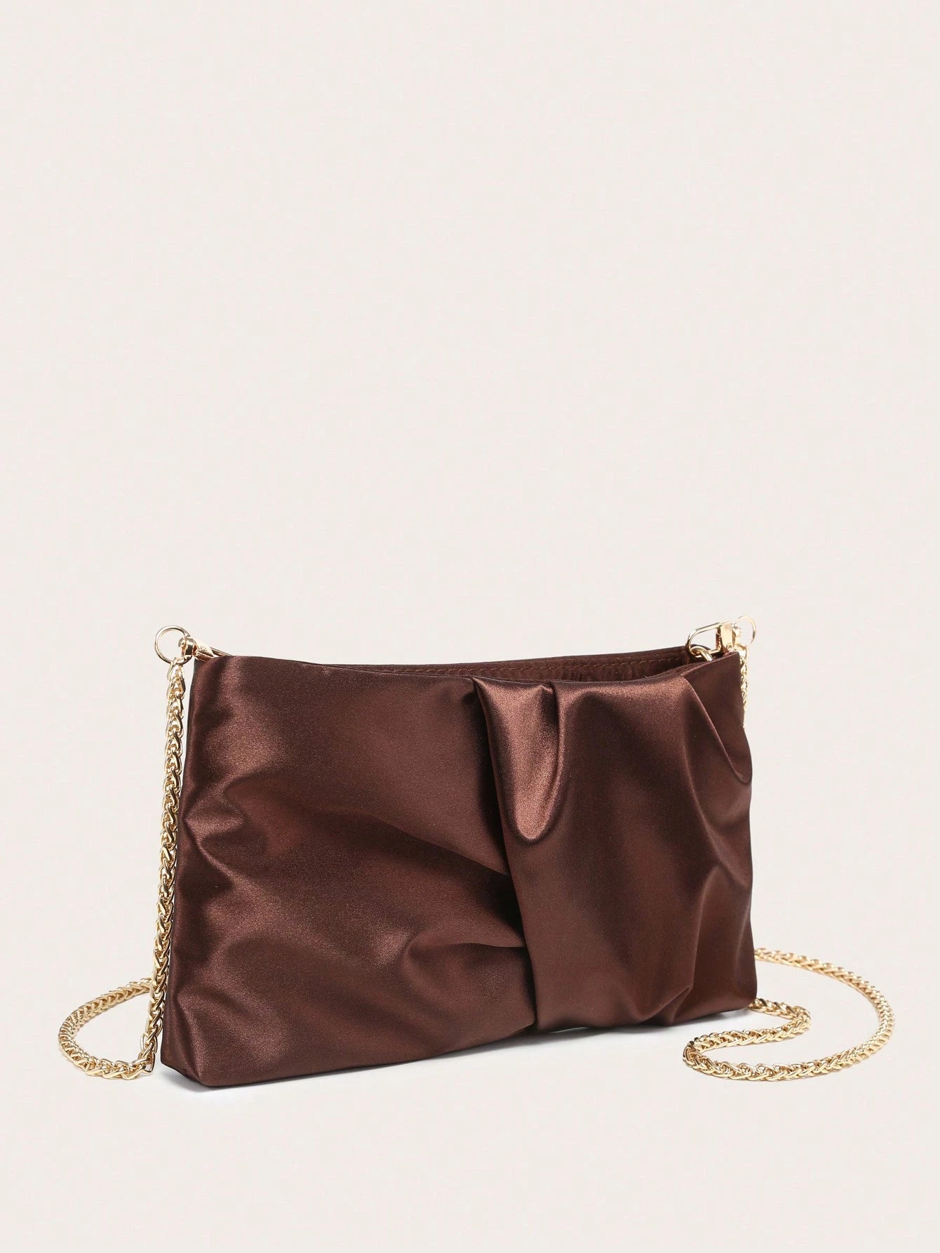 Women's Crossbody Bag, Square Bag, Wrinkled Silk Satin Texture, Wrinkled Touch, Lightweight And Fashionable, Metal Chain, Suitable For Evening Outings, Parties And Shopping.