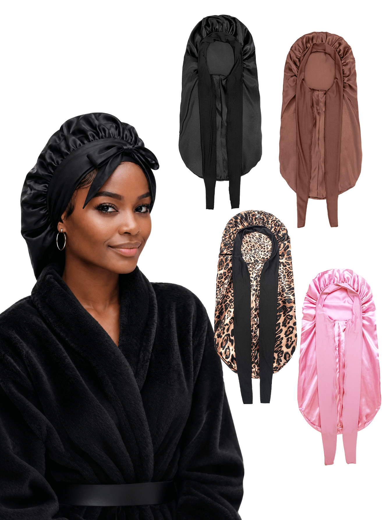 Women's Sleep Hair Cap, Drawstring Women's Sleep Cap Suitable For Braids And Curly Hair, Large Size Sleep Braid Cap With Elastic Drawstring, Adjustable Long Strap Braid Sleep Cap