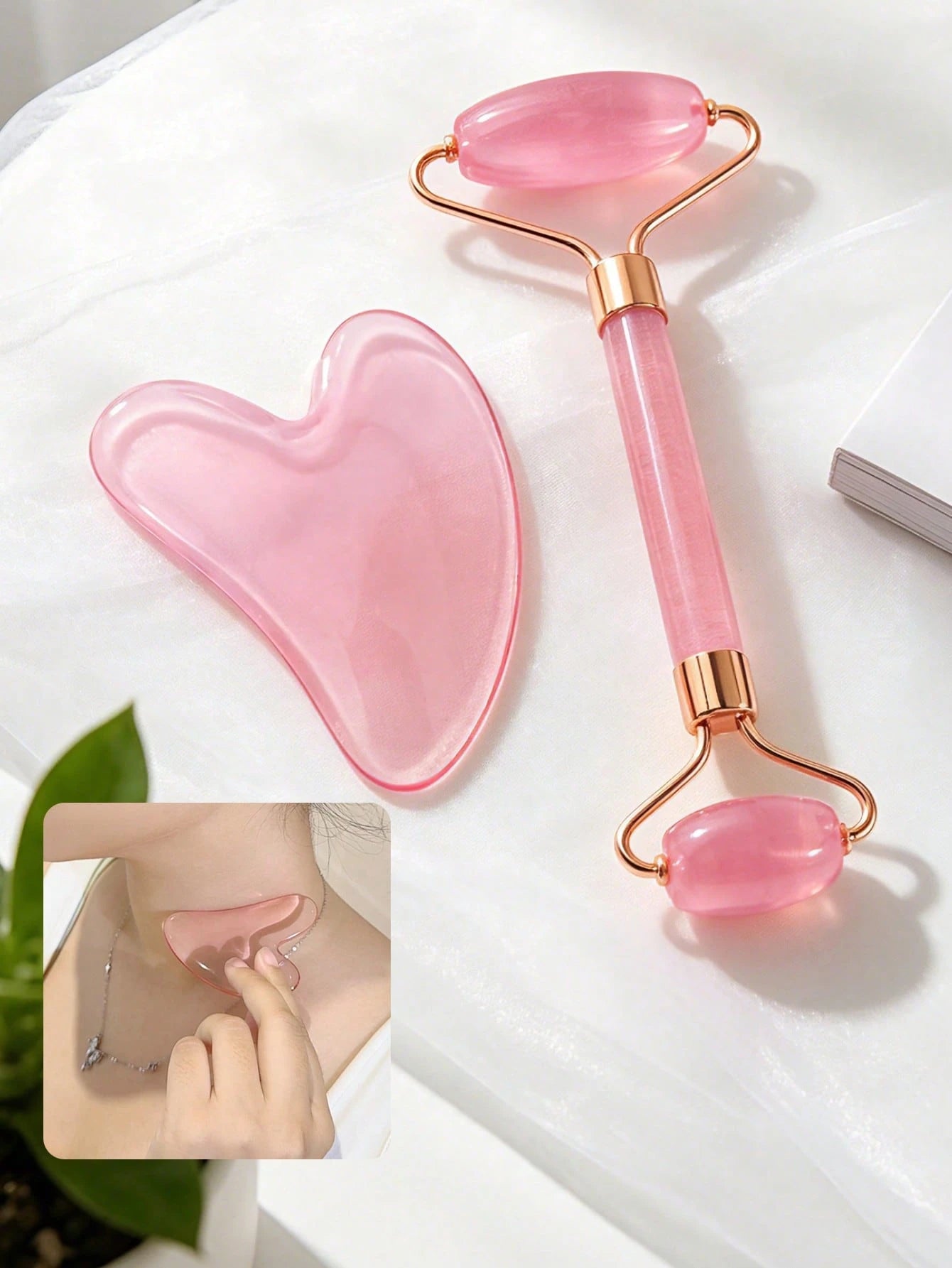 1/2/3pcs Facial Beauty Massage Tool Set, Gua Sha Scraper & Roller Combo, Silicone Face Ice Roller For Face And Neck, Gua Sha Roller Massage For Lifting And Firming Skin, Ice Cooling Soothing, Suitable
