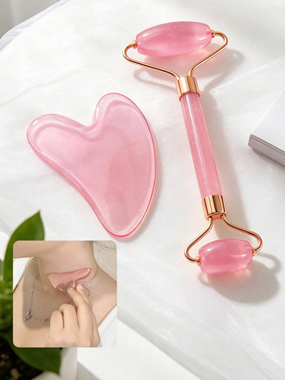 1/2/3pcs Facial Beauty Massage Tool Set, Gua Sha Scraper & Roller Combo, Silicone Face Ice Roller For Face And Neck, Gua Sha Roller Massage For Lifting And Firming Skin, Ice Cooling Soothing, Suitable