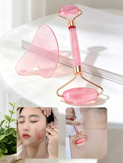 1/2/3pcs Facial Beauty Massage Tool Set, Gua Sha Scraper & Roller Combo, Silicone Face Ice Roller For Face And Neck, Gua Sha Roller Massage For Lifting And Firming Skin, Ice Cooling Soothing, Suitable