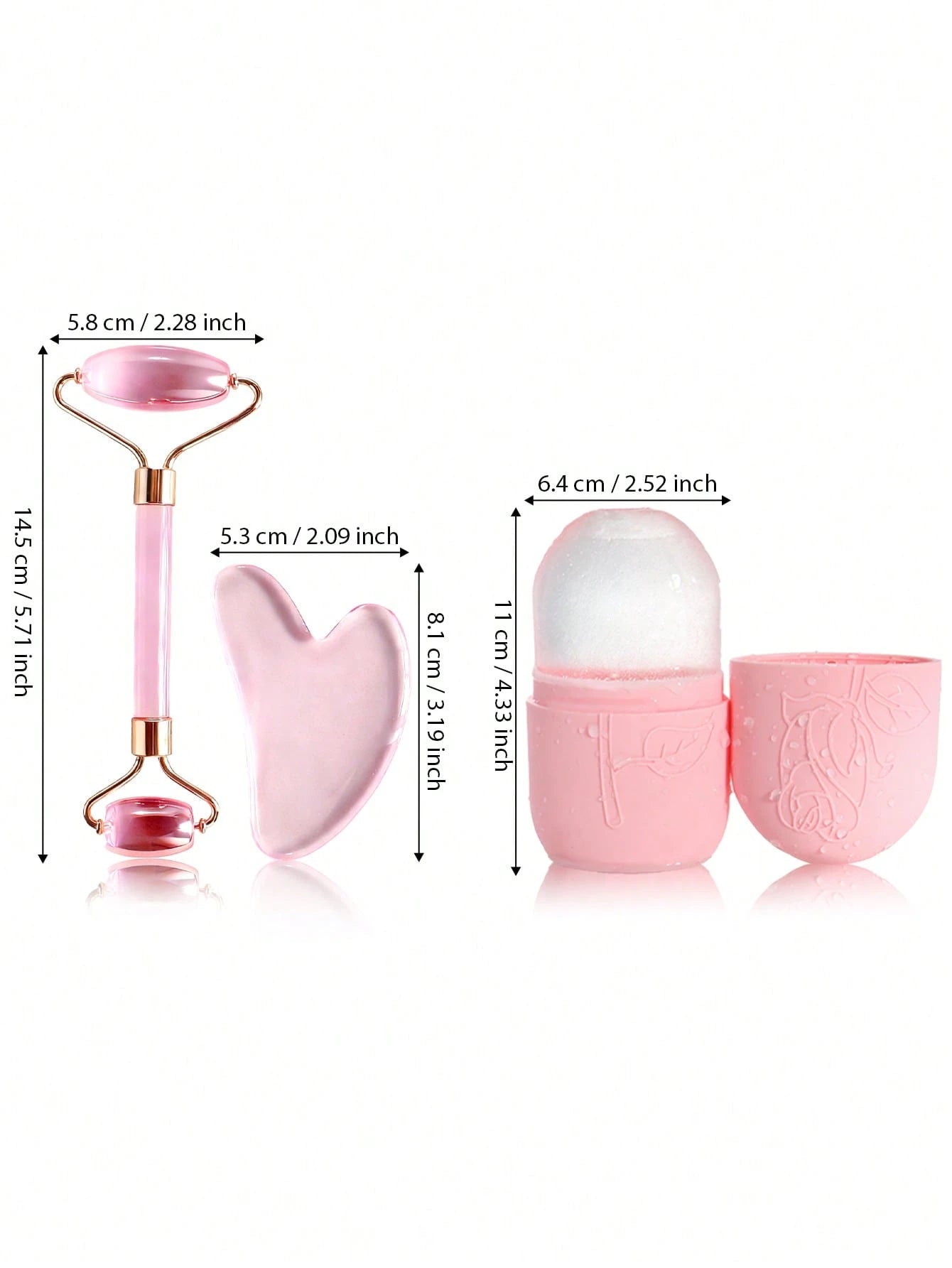 1/2/3pcs Facial Beauty Massage Tool Set, Gua Sha Scraper & Roller Combo, Silicone Face Ice Roller For Face And Neck, Gua Sha Roller Massage For Lifting And Firming Skin, Ice Cooling Soothing, Suitable