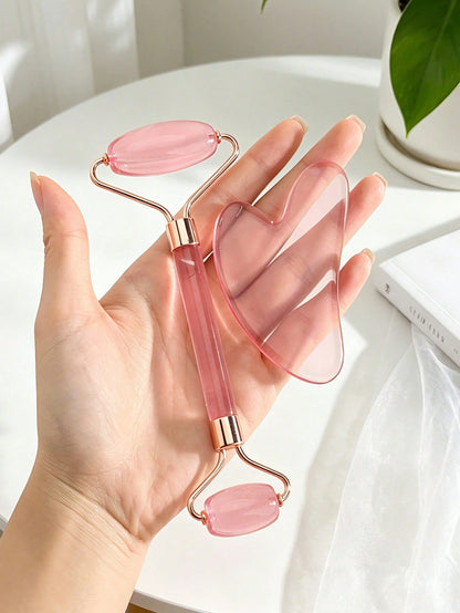 1/2/3pcs Facial Beauty Massage Tool Set, Gua Sha Scraper & Roller Combo, Silicone Face Ice Roller For Face And Neck, Gua Sha Roller Massage For Lifting And Firming Skin, Ice Cooling Soothing, Suitable