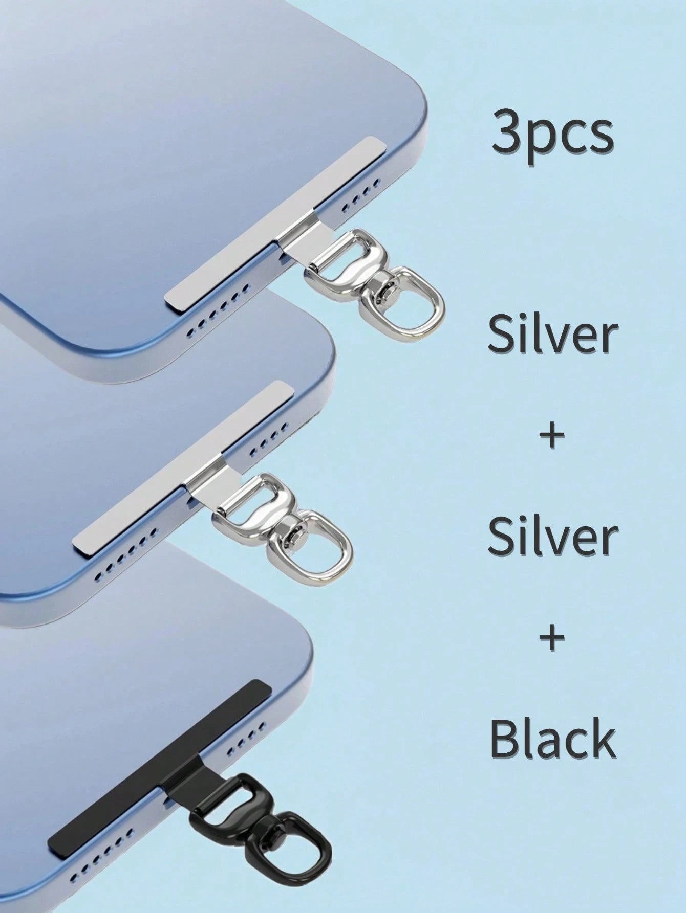 1/2/3pcs Ultra-Thin Stainless Steel Anti-Lost Lanyard Sticker Pad- Won't Damage Phone, Replace Phone Lanyard Components, Lanyard Connector