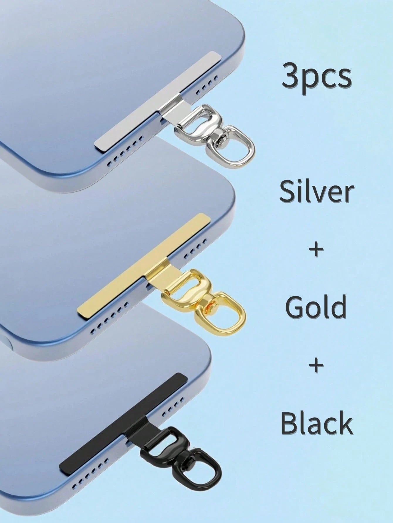 1/2/3pcs Ultra-Thin Stainless Steel Anti-Lost Lanyard Sticker Pad- Won't Damage Phone, Replace Phone Lanyard Components, Lanyard Connector
