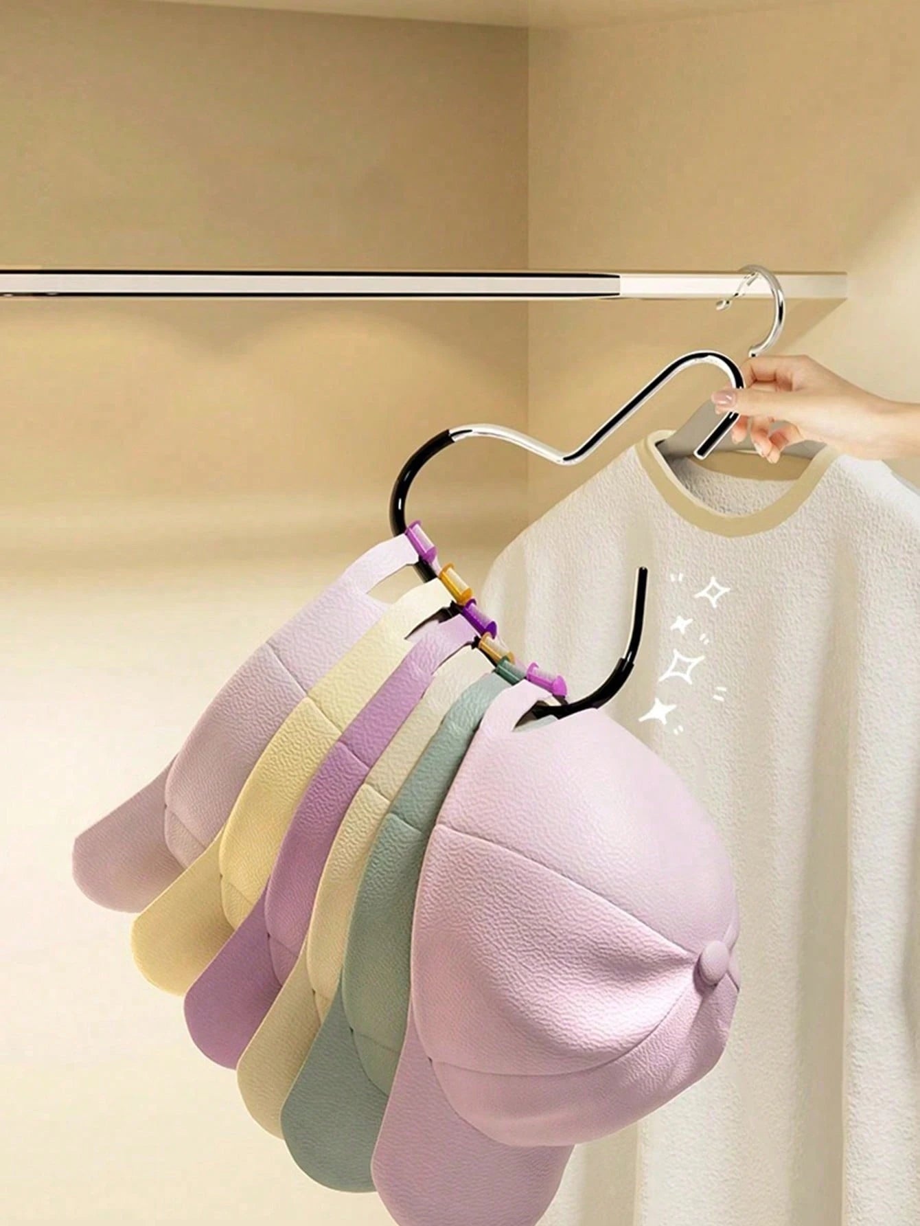 1/2/4/10pcs Random Color Hat Organizer Rack, Hanging Hat Holder For Wardrobe/Closet, Multi-Functional Hat Display Rack
