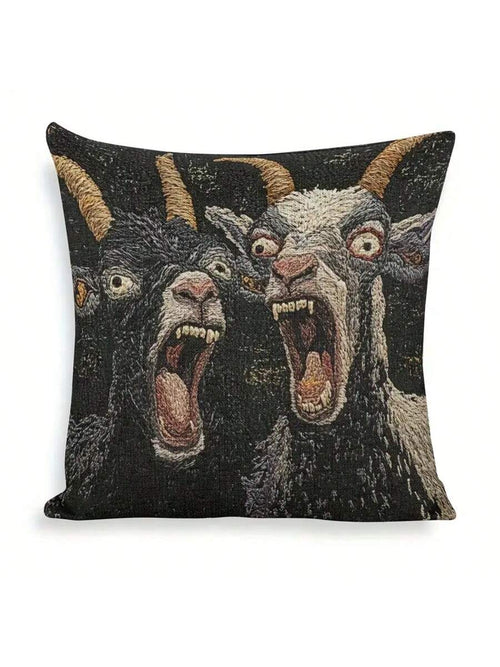 1/2/4 Pcs 17.7 X 17.7 Inch Decorative Throw Pillow Cover, 2D Printing Screaming Goat Design, Modern Style With Zipper Closure. This Throw Pillow Cover Is Suitable For Any Room, Pure Printing Design Wi
