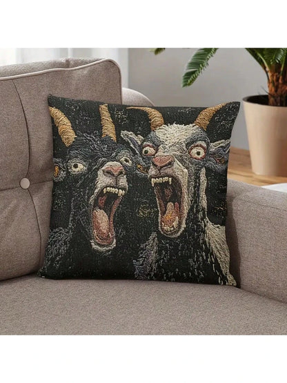 1/2/4 Pcs 17.7 X 17.7 Inch Decorative Throw Pillow Cover, 2D Printing Screaming Goat Design, Modern Style With Zipper Closure. This Throw Pillow Cover Is Suitable For Any Room, Pure Printing Design Wi