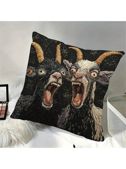 1/2/4 Pcs 17.7 X 17.7 Inch Decorative Throw Pillow Cover, 2D Printing Screaming Goat Design, Modern Style With Zipper Closure. This Throw Pillow Cover Is Suitable For Any Room, Pure Printing Design Wi