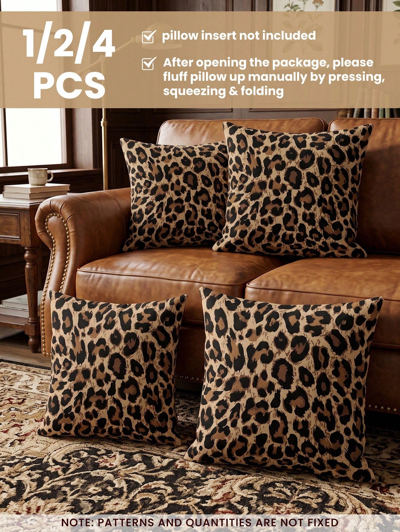 1/2/4pcs Leopard Print Pillowcases, Cushion Covers, Bedding, Comfortable And Easy To Care Pillowcases, Hair And Skin Protection Pillowcases, Living Room Sofa Room Decoration Pillowcases, Single-Sided