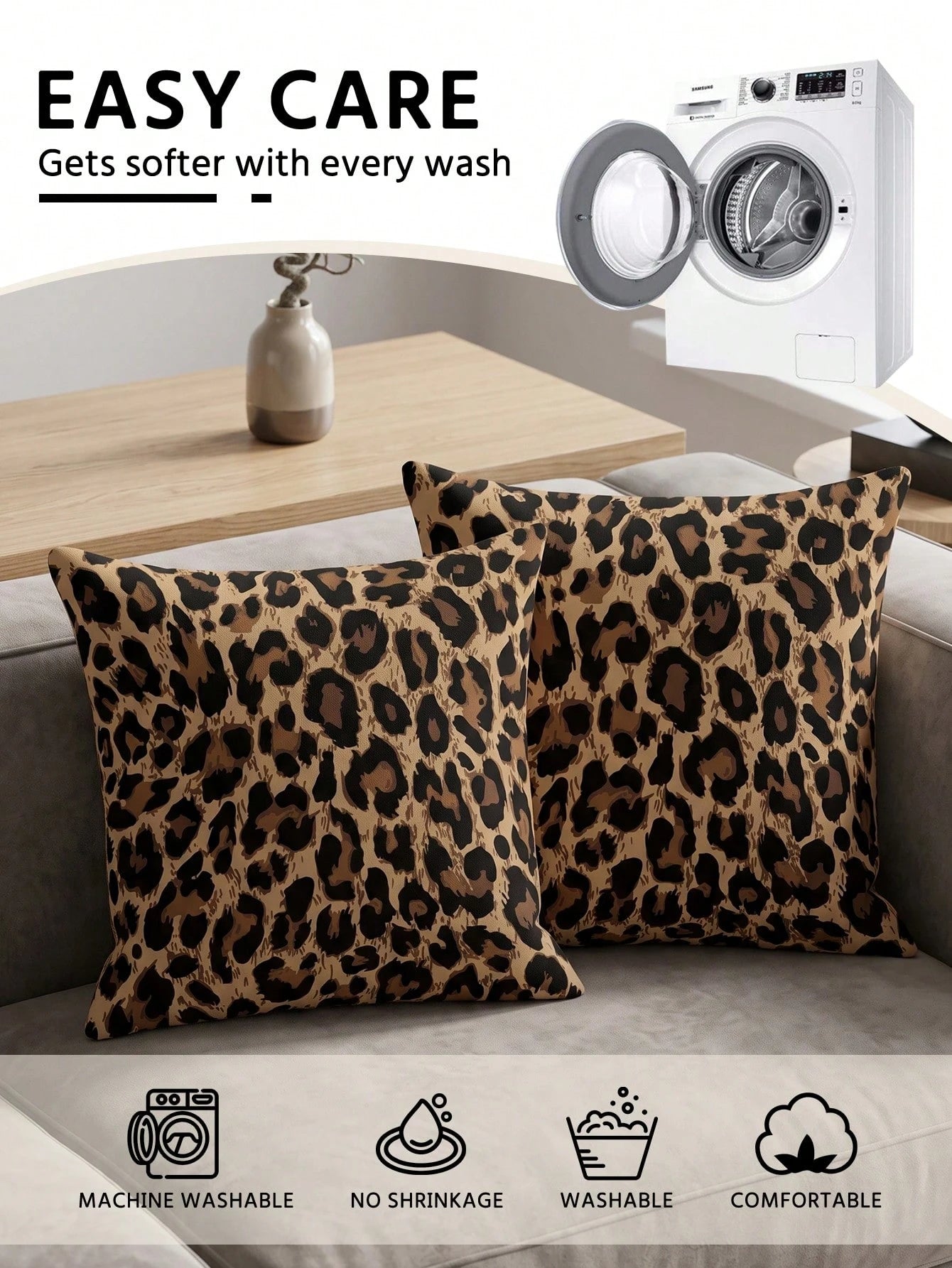 1/2/4pcs Leopard Print Pillowcases, Cushion Covers, Bedding, Comfortable And Easy To Care Pillowcases, Hair And Skin Protection Pillowcases, Living Room Sofa Room Decoration Pillowcases, Single-Sided