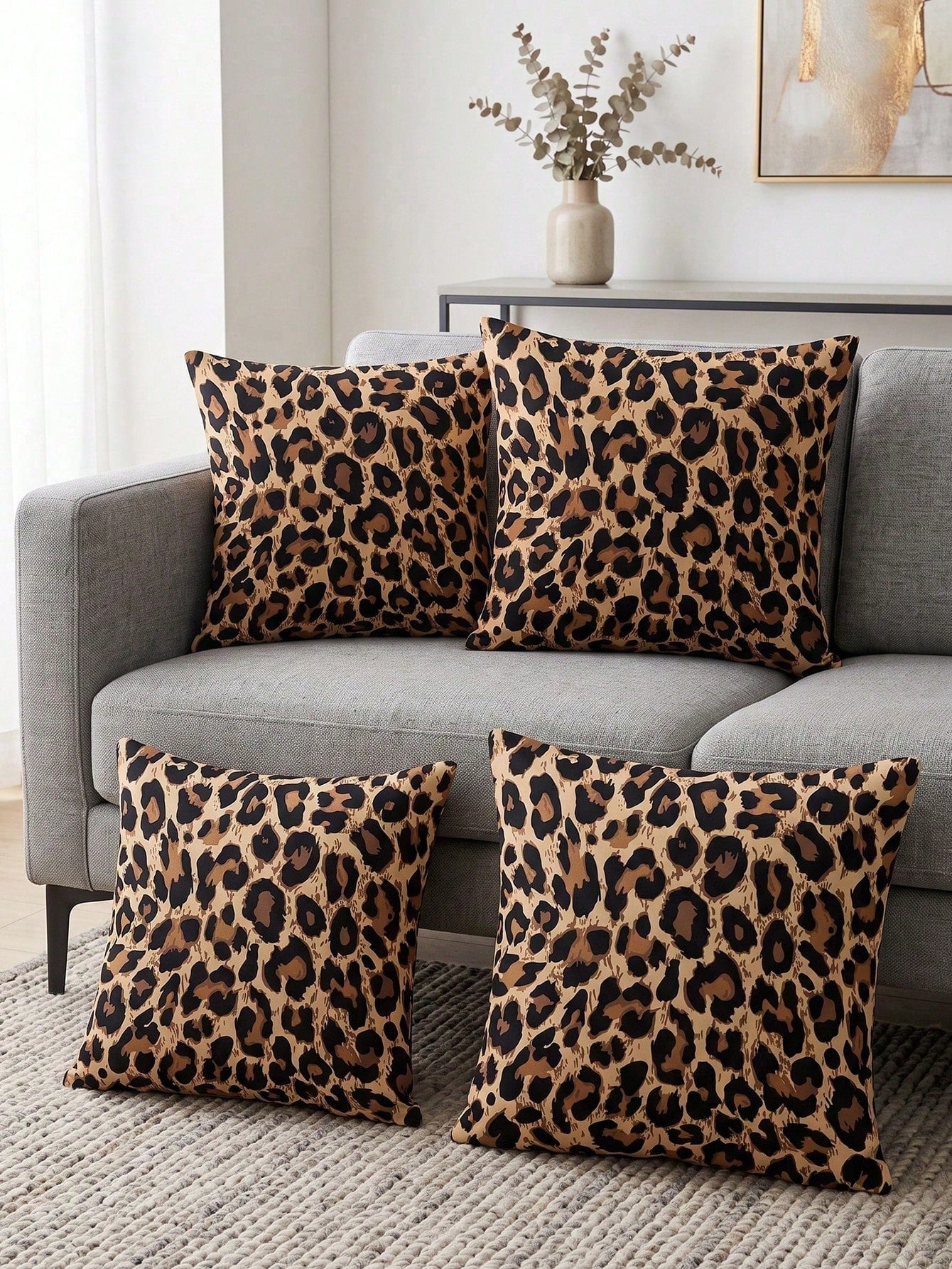 1/2/4pcs Leopard Print Pillowcases, Cushion Covers, Bedding, Comfortable And Easy To Care Pillowcases, Hair And Skin Protection Pillowcases, Living Room Sofa Room Decoration Pillowcases, Single-Sided