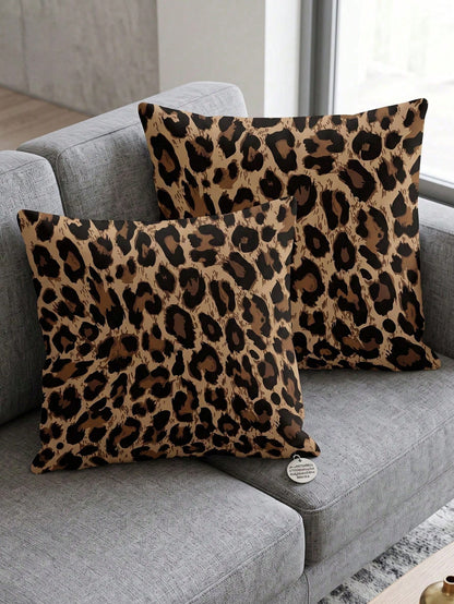 1/2/4pcs Leopard Print Pillowcases, Cushion Covers, Bedding, Comfortable And Easy To Care Pillowcases, Hair And Skin Protection Pillowcases, Living Room Sofa Room Decoration Pillowcases, Single-Sided