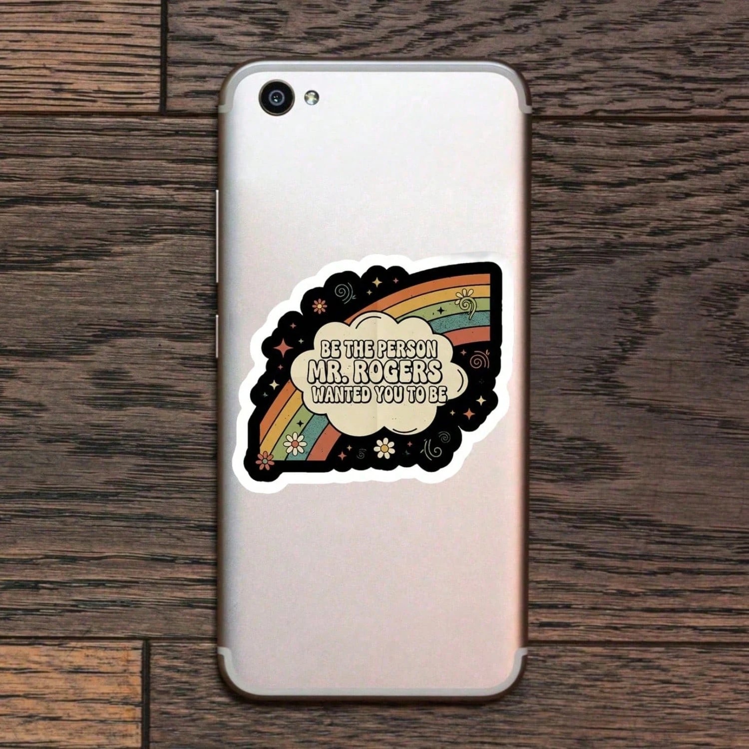 1/2/5pcs "Be The Person Mr. Rogers Wanted You To Be" Vinyl Stickers,Retro Rainbow Encouragement Design,Suitable For Laptop, Water Bottle, Tumbler, Phone Case, Tablet, Notebook, Planner, Journal, Car