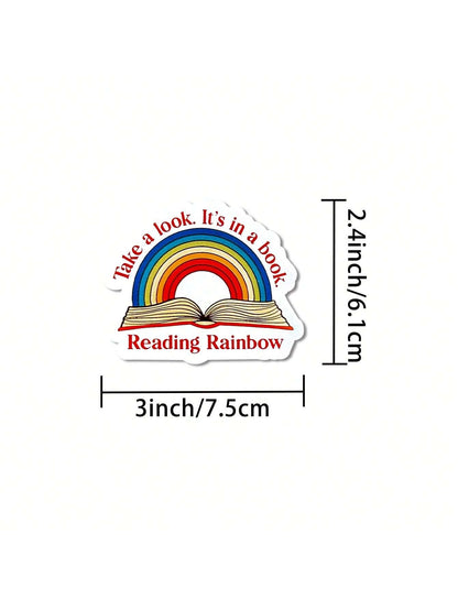 1/2/5pcs Reading Rainbow Sticker| Fun And Quirky Vinyl Decal For Planners, Journals, And Laptops| Cute And Mindful Design For Meditation, Wellness Enthusiasts, And Book Lovers|, Artsy, Positive Aff