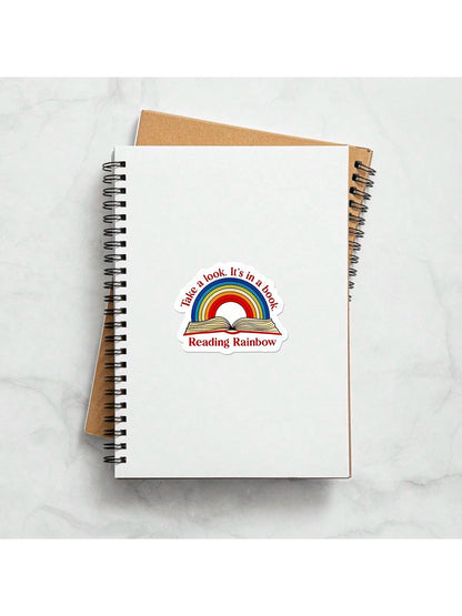 1/2/5pcs Reading Rainbow Sticker| Fun And Quirky Vinyl Decal For Planners, Journals, And Laptops| Cute And Mindful Design For Meditation, Wellness Enthusiasts, And Book Lovers|, Artsy, Positive Aff