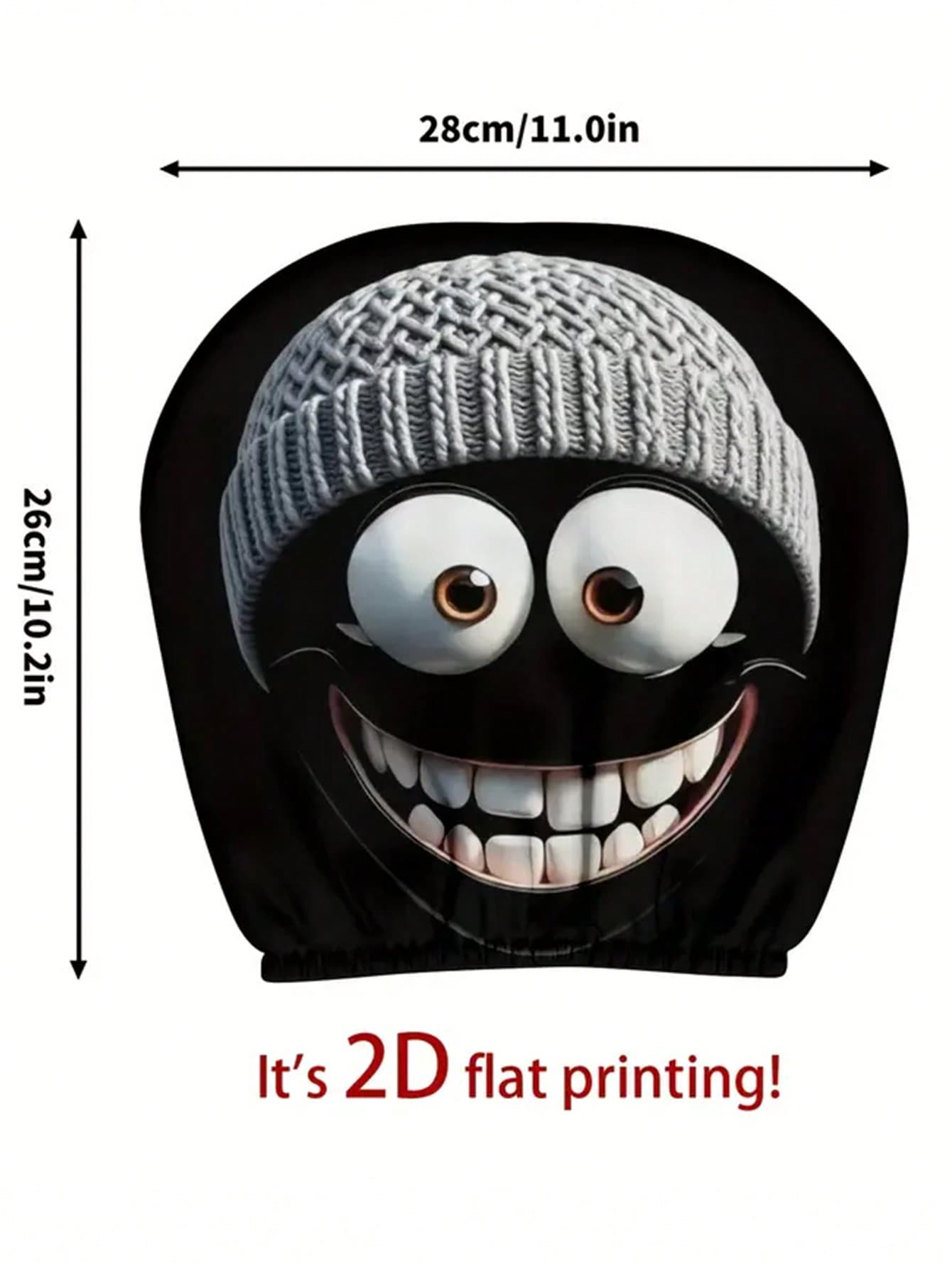 1/2pcs Car Headrest Cover, Grey Hat, Cartoonish And Funny Smiling Face Printing- No Filling, Easy To Install- Ideal Choice For Both Men's And Women's Car Interior Decoration, Perfect For Year-Round