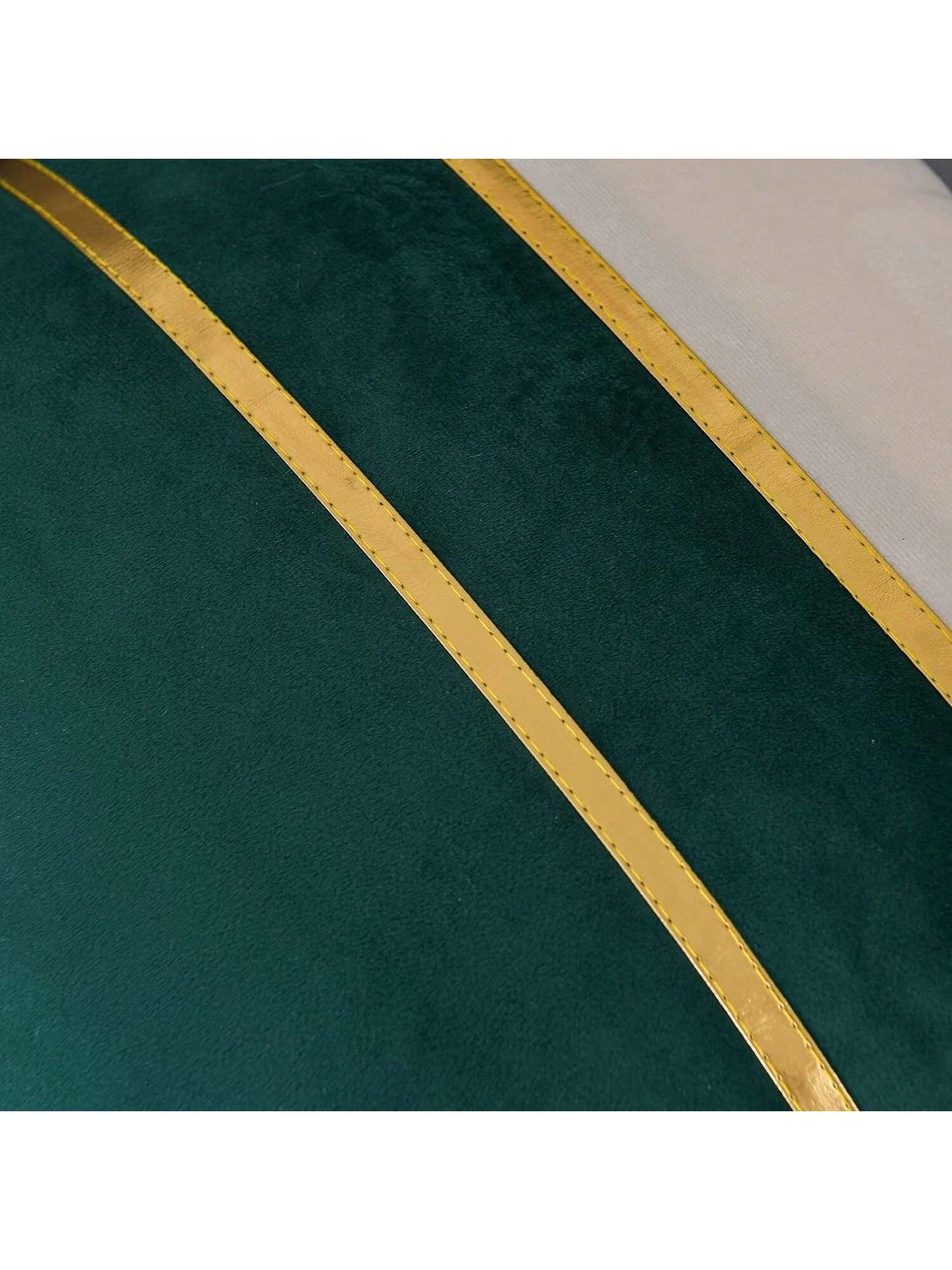 1/2pcs Green & White Velvet Patchwork Gold Leather Striped Throw Pillow Cover, Square Cushion Case, Holiday Home Decor Pillow, Soft & Comfortable Fabric, Modern Decor For Sofa, Bedroom, Dorm