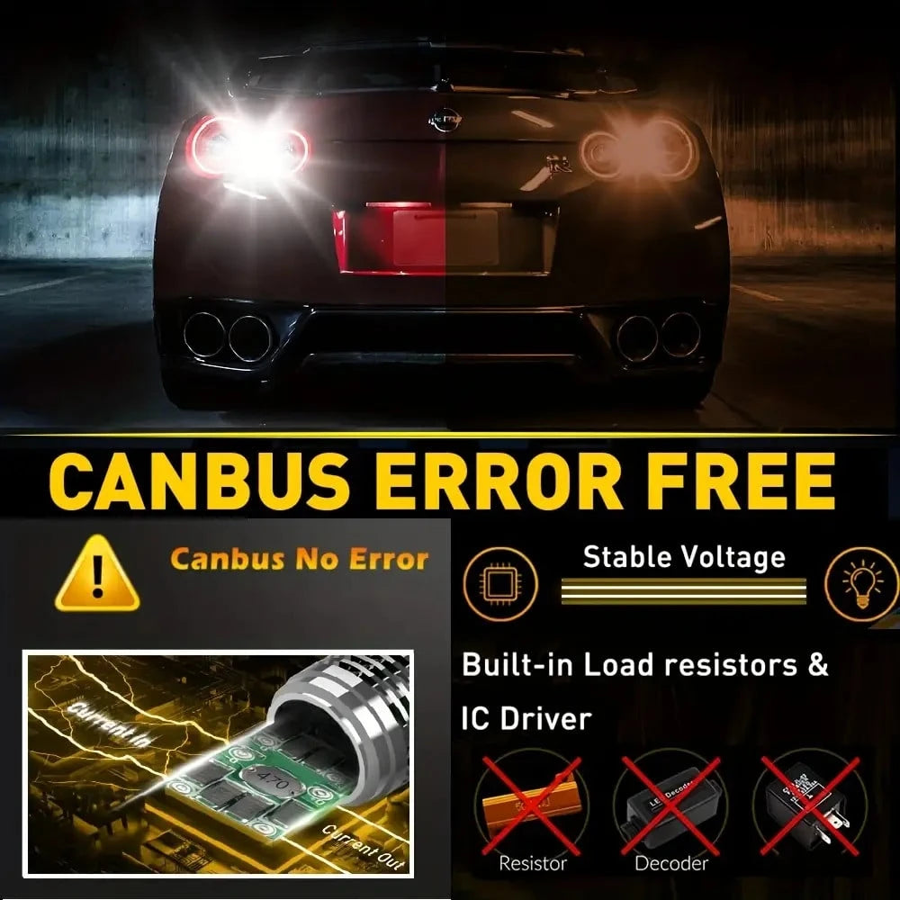1/2PCS LED Car Lights 1156 BA15S P21W BAU15S PY21W 1157 BAY15D LED Bulb White Light Red Light Yellow Light 144SMD CanBus Light Reverse Turn Signal Light Automobile Parts