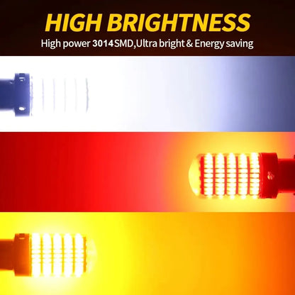 1/2PCS LED Car Lights 1156 BA15S P21W BAU15S PY21W 1157 BAY15D LED Bulb White Light Red Light Yellow Light 144SMD CanBus Light Reverse Turn Signal Light Automobile Parts