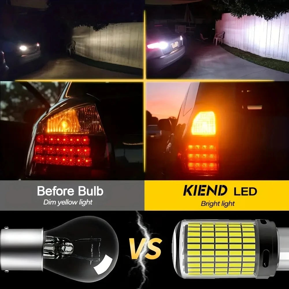 1/2PCS LED Car Lights 1156 BA15S P21W BAU15S PY21W 1157 BAY15D LED Bulb White Light Red Light Yellow Light 144SMD CanBus Light Reverse Turn Signal Light Automobile Parts