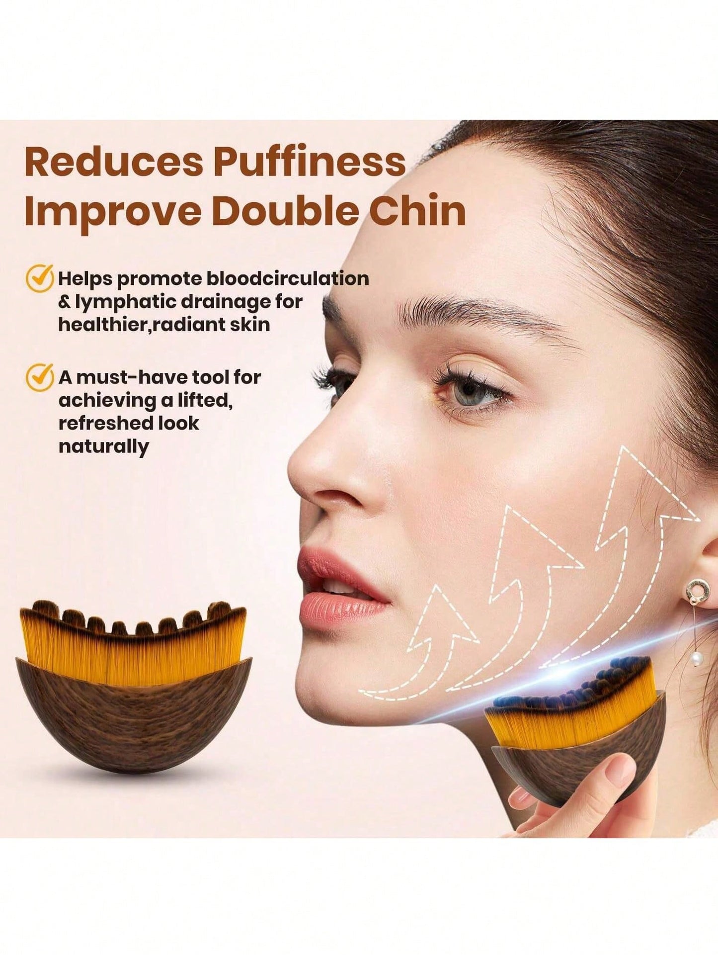1/2pcs Lymphatic Drainage Brush: Facial And Body Detox Massager For Chin/Jaw Sculpting. Ergonomic, Portable Tool. Results Show With Continued Use. Suitable For Spas, Self-Care, Esthetician Use, And Fa