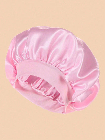 1/2pcs Mulberry Silk Sleep Cap, Soft Elastic Silk Sleep Hat, Suitable For Curly Hair Silk Hair Cover (Black & Pink)