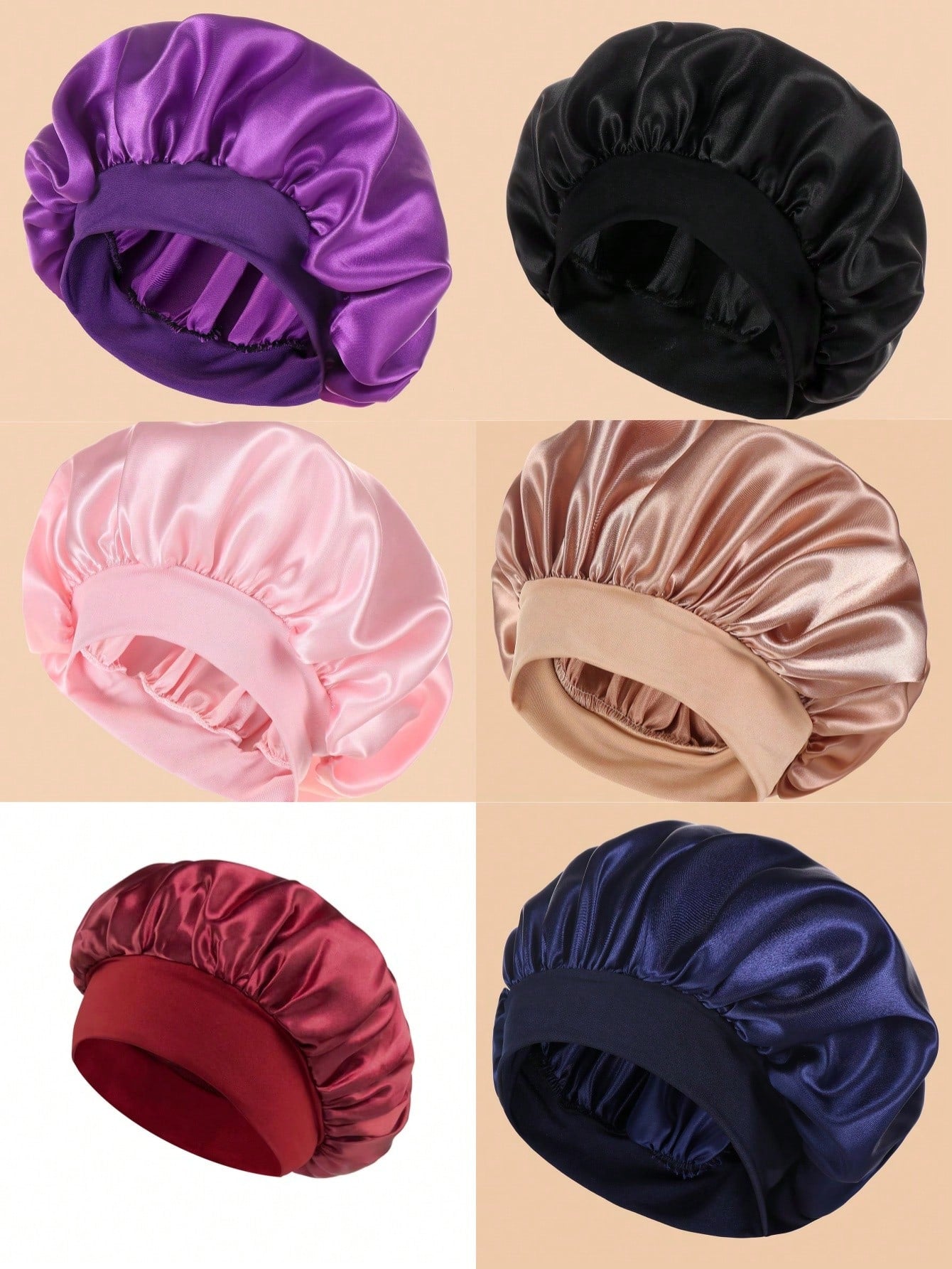1/2pcs Mulberry Silk Sleep Cap, Soft Elastic Silk Sleep Hat, Suitable For Curly Hair Silk Hair Cover (Black & Pink)