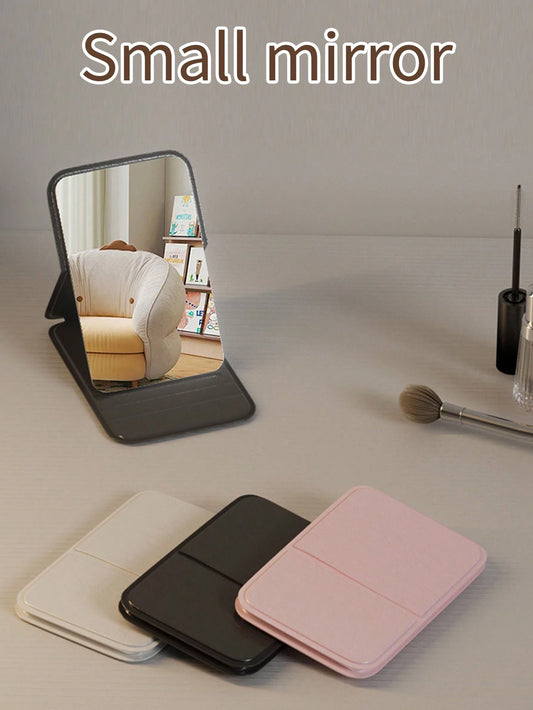 1/2pcs Portable Makeup Mirror, Solid Color PU Leather Foldable Pocket Mirror For Travel, Home Decor And School Supplies