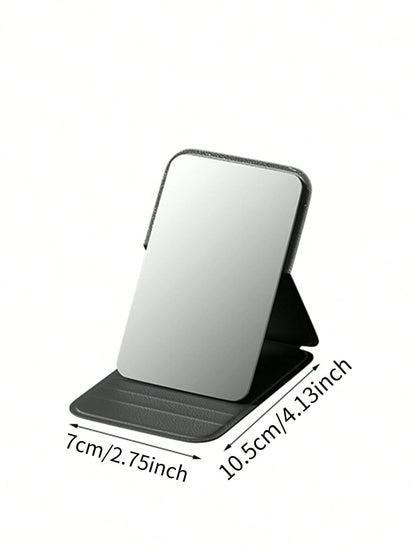 1/2pcs Portable Makeup Mirror, Solid Color PU Leather Foldable Pocket Mirror For Travel, Home Decor And School Supplies