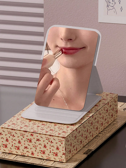 1/2pcs Portable Makeup Mirror, Solid Color PU Leather Foldable Pocket Mirror For Travel, Home Decor And School Supplies