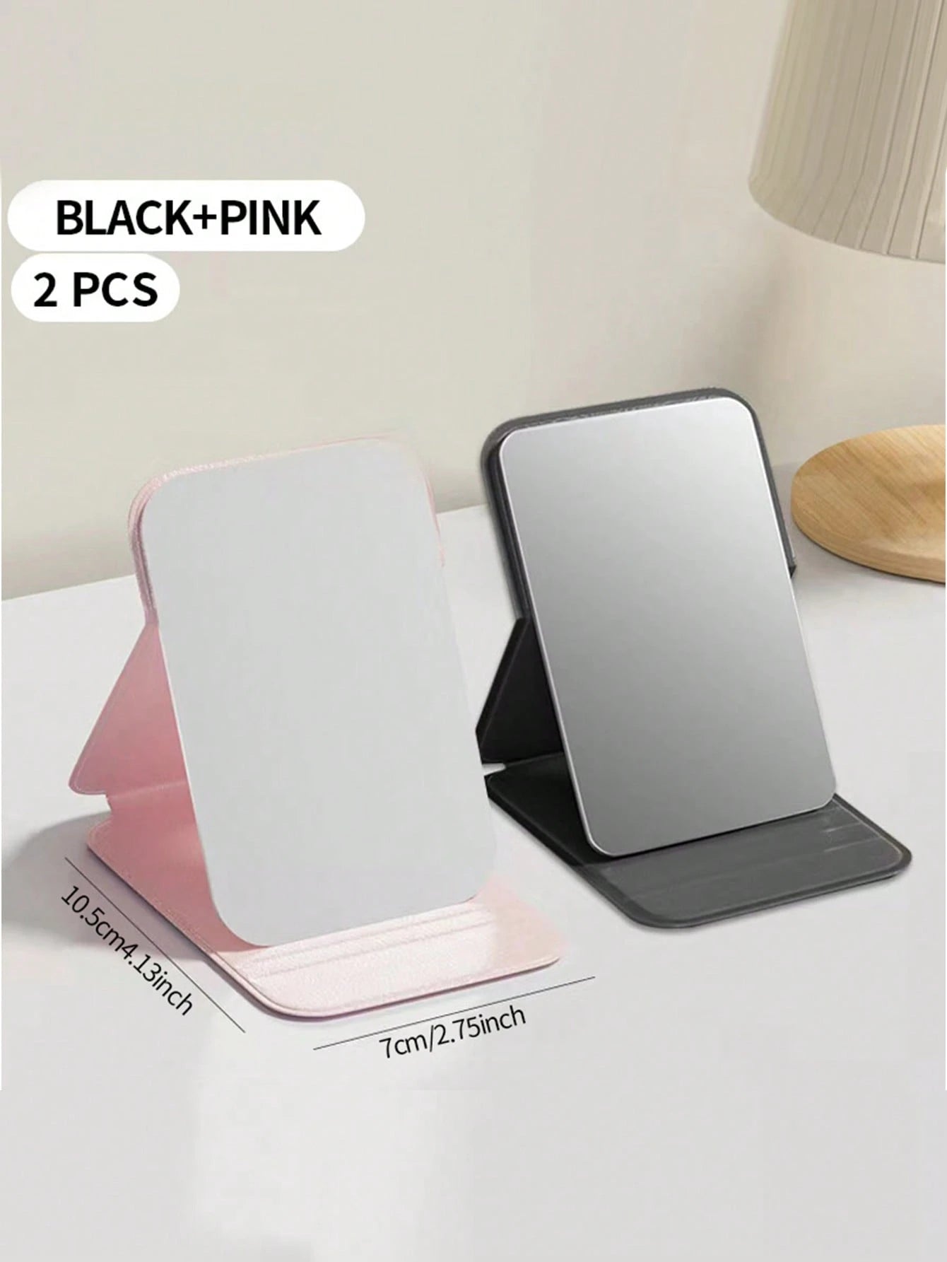 1/2pcs Portable Makeup Mirror, Solid Color PU Leather Foldable Pocket Mirror For Travel, Home Decor And School Supplies