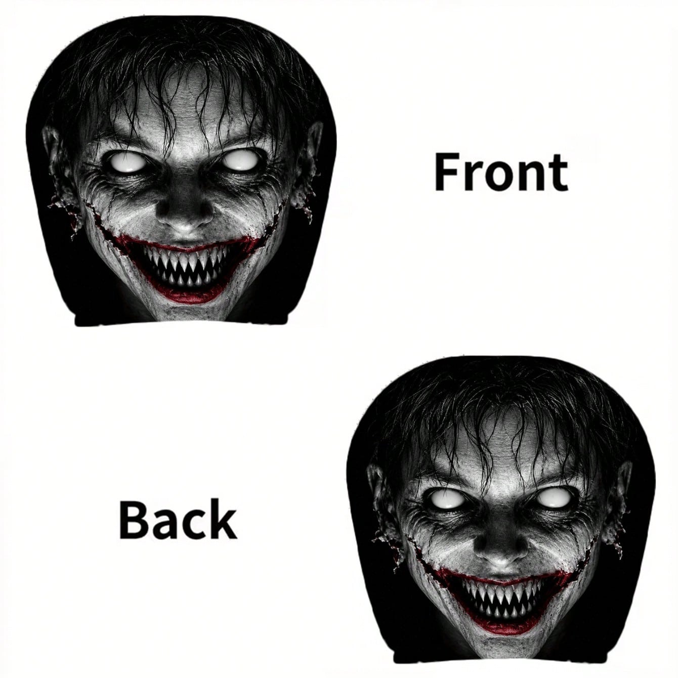1/2pcs Printed Car Headrest Covers, Interior Decoration With Elastic Design And Universal Fit Installation, Ideal Choice For Interior Additions, Perfect Funny Car Decoration Featuring Scary Zombie Fac