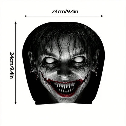 1/2pcs Printed Car Headrest Covers, Interior Decoration With Elastic Design And Universal Fit Installation, Ideal Choice For Interior Additions, Perfect Funny Car Decoration Featuring Scary Zombie Fac