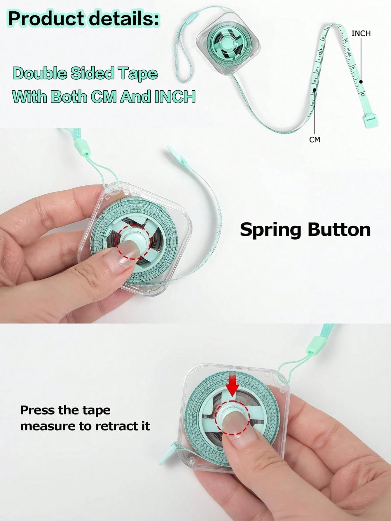 1/2PCS Retractable Flexible Tape Measure With Lanyard And Button, Dual-Sided CM/Inch Scale With Push-Button Lock, Ergonomic Portable Sewing & Body Measuring Tape For Waist, Bust, DIY Crafts (Multi-Co