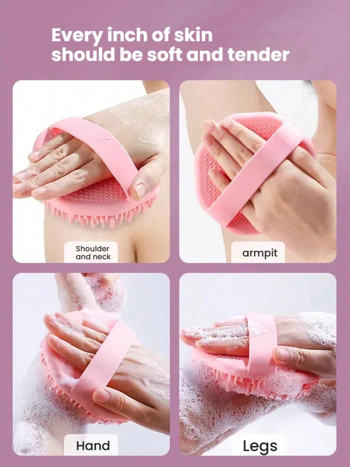 1/2pcs Silicone Bath Brush, Silicone Body Exfoliating Brush, Ergonomic Handle, Soft & Skin-Friendly, Suitable For Sensitive Skin, Effective Shower Callus Removal, Battery-Free, Portable For Home & Tra