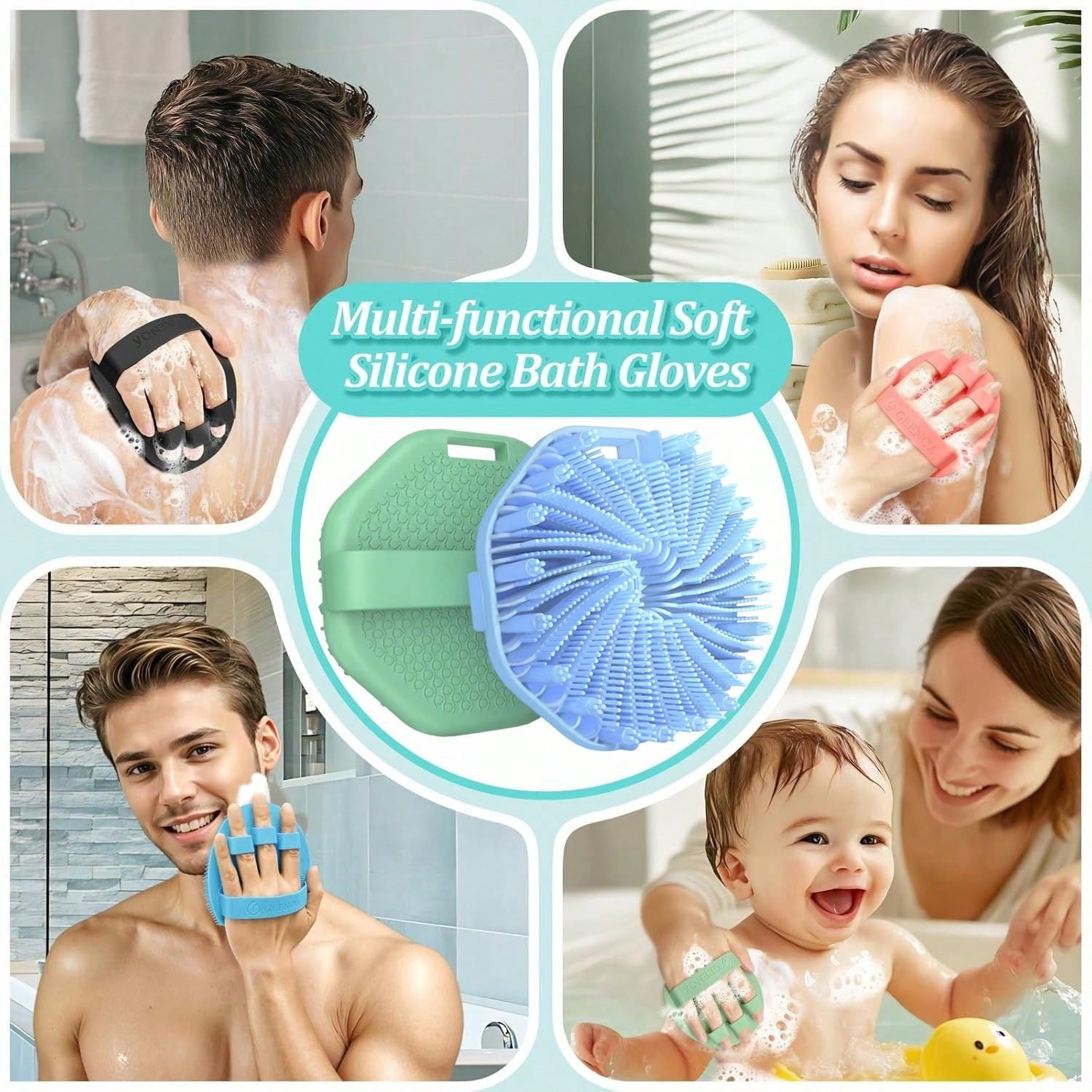 1/2pcs Silicone Bath Brush, Silicone Body Exfoliating Brush, Ergonomic Handle, Soft & Skin-Friendly, Suitable For Sensitive Skin, Effective Shower Callus Removal, Battery-Free, Portable For Home & Tra
