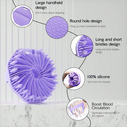 1/2pcs Silicone Bath Brush, Silicone Body Exfoliating Brush, Ergonomic Handle, Soft & Skin-Friendly, Suitable For Sensitive Skin, Effective Shower Callus Removal, Battery-Free, Portable For Home & Tra