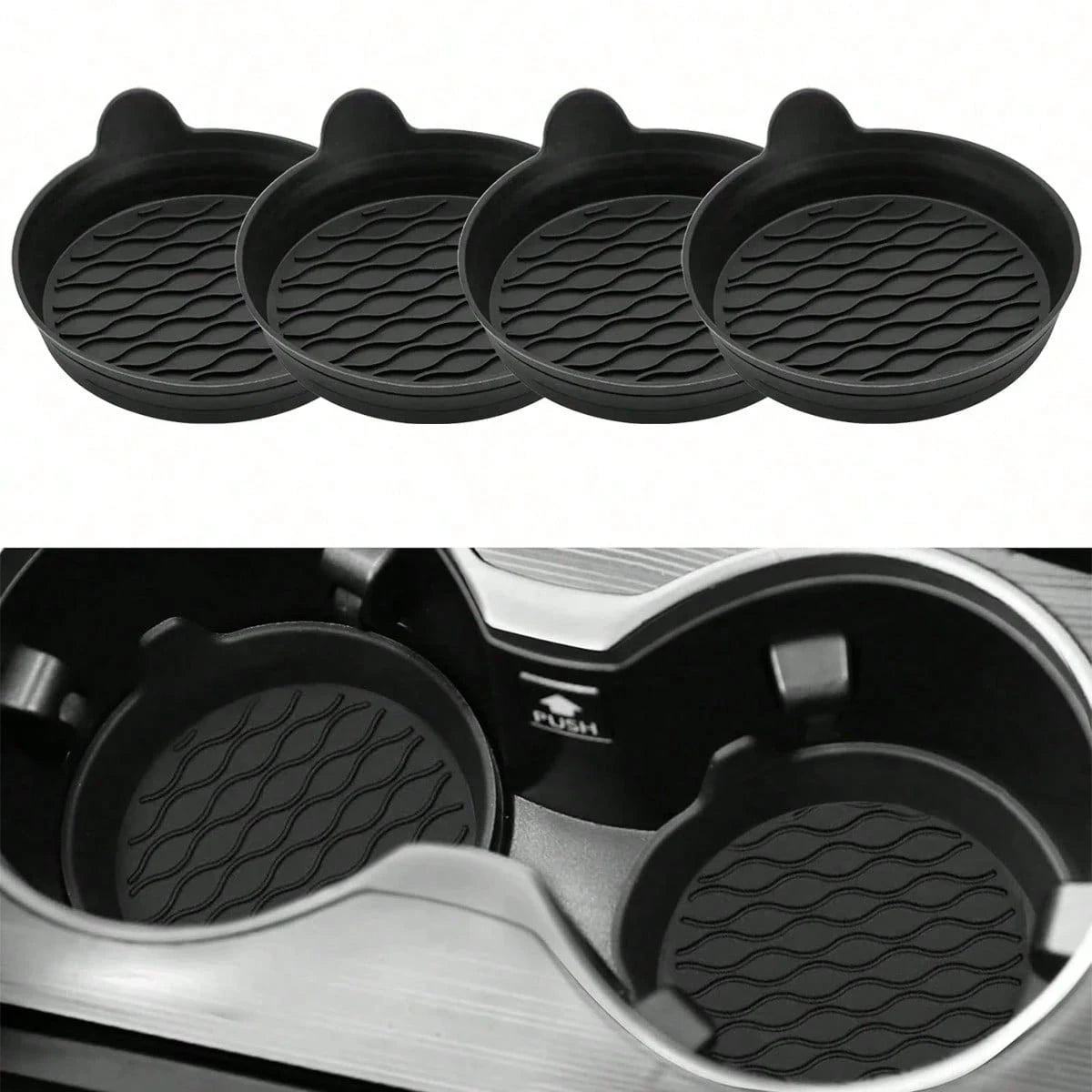 1/2pcs Silicone Car Cup Holder, Non-Slip Universal Cup Mat, Suitable For All Car Models (Black), Essential For Women Storage, Travel, Dorm Organization