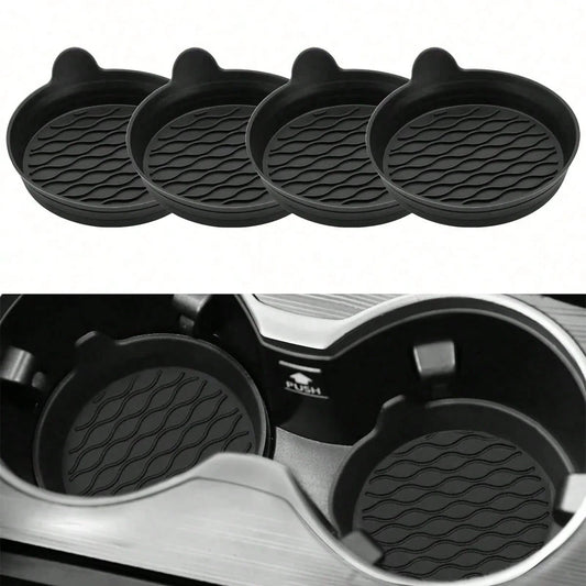 1/2pcs Silicone Car Cup Holder, Non-Slip Universal Cup Mat, Suitable For All Car Models (Black), Essential For Women Storage, Travel, Dorm Organization