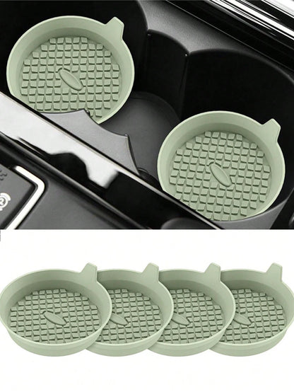1/2pcs Silicone Car Cup Holder, Non-Slip Universal Cup Mat, Suitable For All Car Models (Black), Essential For Women Storage, Travel, Dorm Organization