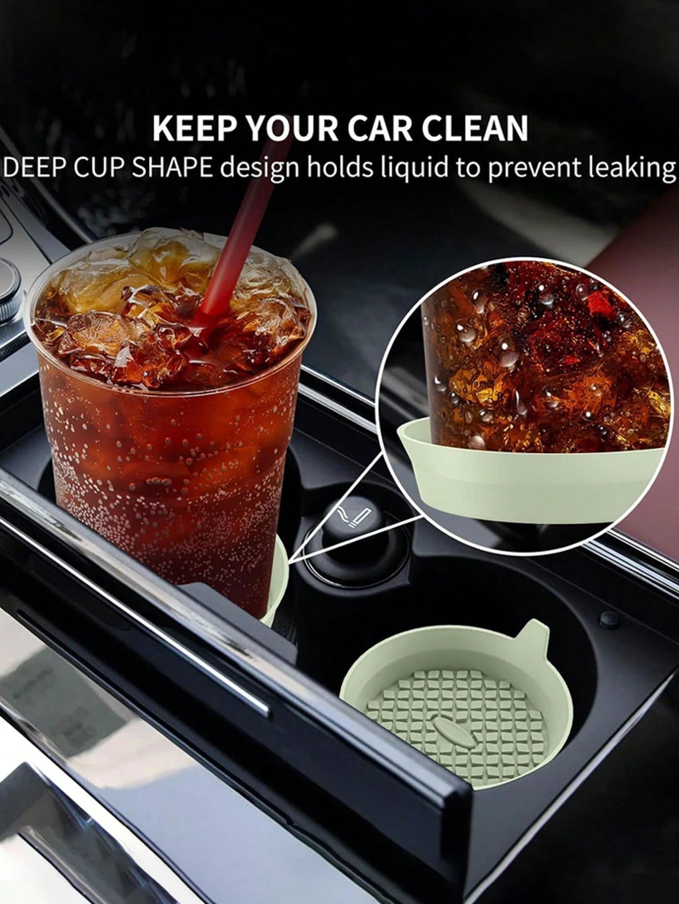 1/2pcs Silicone Car Cup Holder, Non-Slip Universal Cup Mat, Suitable For All Car Models (Black), Essential For Women Storage, Travel, Dorm Organization