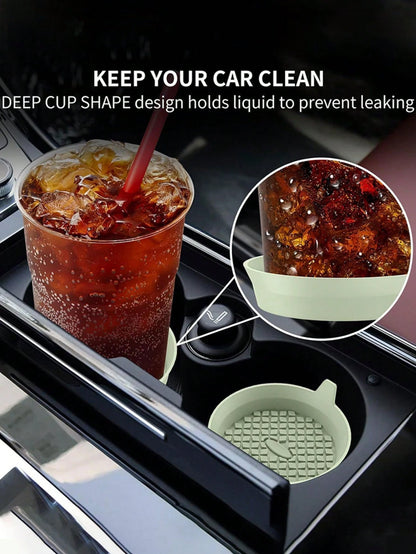 1/2pcs Silicone Car Cup Holder, Non-Slip Universal Cup Mat, Suitable For All Car Models (Black), Essential For Women Storage, Travel, Dorm Organization