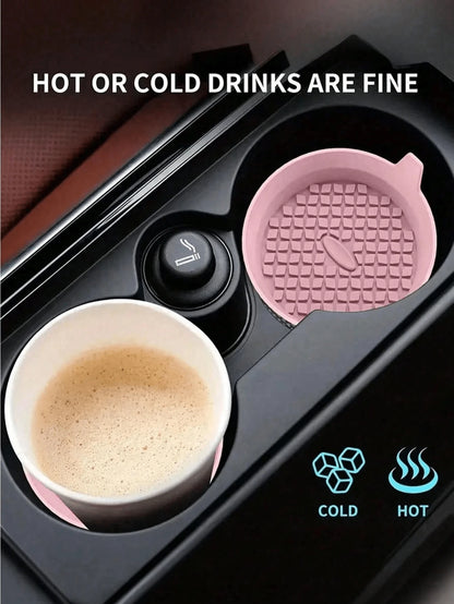 1/2pcs Silicone Car Cup Holder, Non-Slip Universal Cup Mat, Suitable For All Car Models (Black), Essential For Women Storage, Travel, Dorm Organization