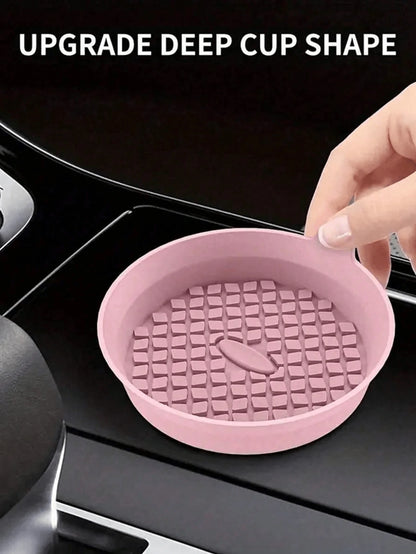 1/2pcs Silicone Car Cup Holder, Non-Slip Universal Cup Mat, Suitable For All Car Models (Black), Essential For Women Storage, Travel, Dorm Organization